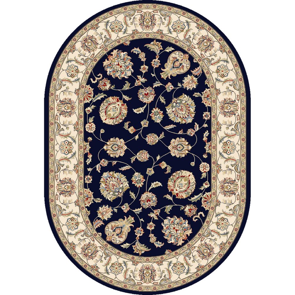 Dynamic Rugs 57365-3464 Ancient Garden 6.7 Ft. X 9.6 Ft. Oval Rug in Blue/Ivory